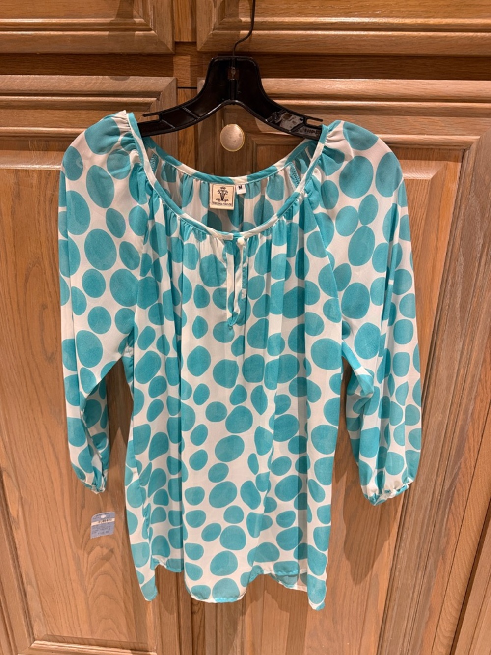 Virginia Taylor Turquoise Polka Dot Top NWT